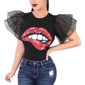 Ruffle Sleeve Lip Service Top